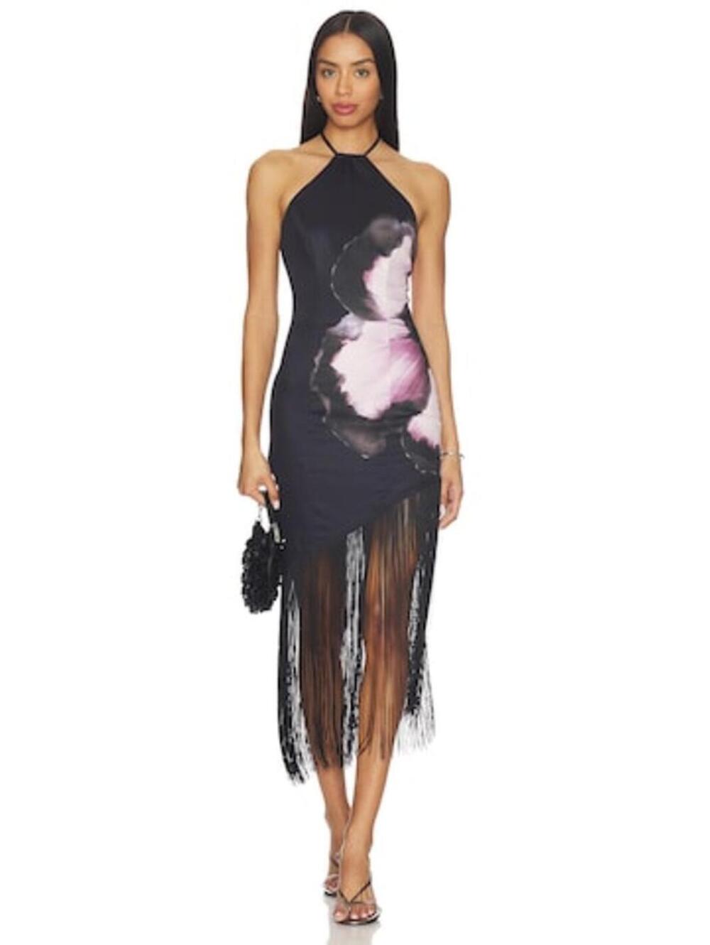 MORE TO COME Deirdre Halter Midi Dress in Black